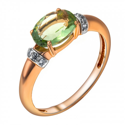 Кольцо Teosa серебро с позолотой, фианит, "halo" 1000-0455-GAM-z