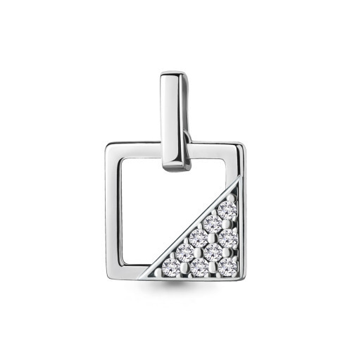Подвеска Aquamarine серебро с родием, фианит, квадрат 24335А.5