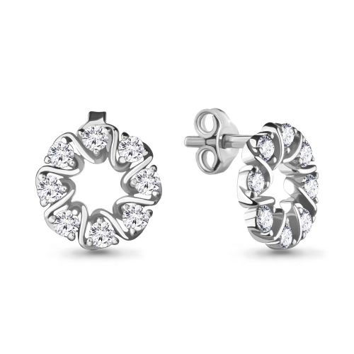Серьги Aquamarine серебро с родием, фианит, фантазия 48181А.5