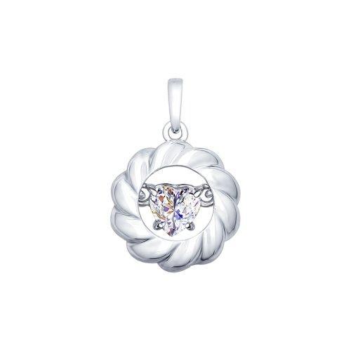 Подвеска SOKOLOV серебро с родием, фианит swarovski 89030027