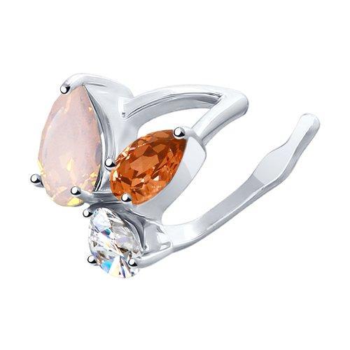 Серьга SOKOLOV серебро с родием, кристалл swarovski 94170064