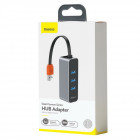 Baseus Steel Cannon Series USB A to USB3.0*3+RJ45 HUB Adapter Dark gray CAHUB-AH0G, фото 1