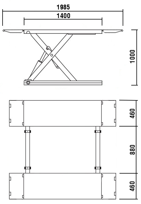 Подъёмник ножничный KraftWell KRW3TN/380 (г/п 3000 кг, шиномонтажный, короткий)