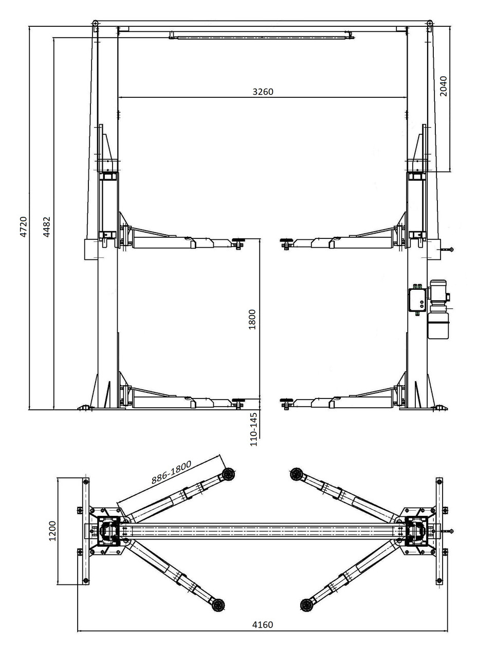 Подъемник двухстоечный электрогидравлический KraftWell KRW5.5MUXL (г/п 5500 кг) - фото 3 - id-p83061445