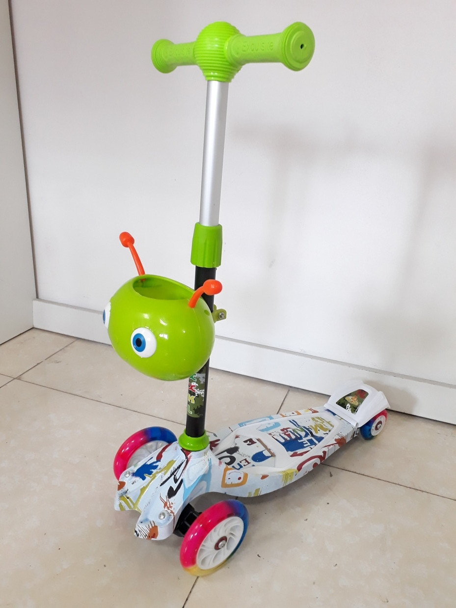 Четырехколесный детский самокат Scooter для детей Мордашка. Рассрочка. Kaspi RED.