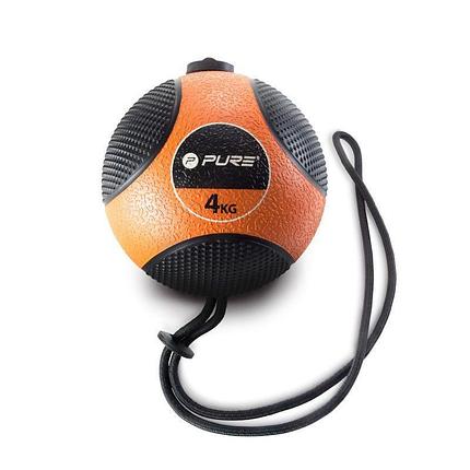 Медицинбол на веревке PURE2IMPROVE MEDICINE BALL WITH ROPE 4 кг, фото 2