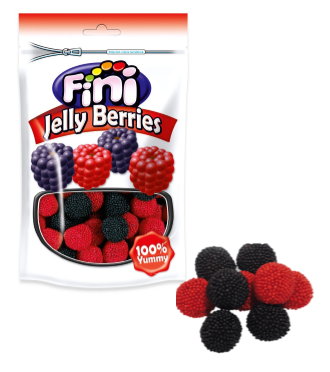 Жев.мармелад Ягоды Черно-Красные в обсыпке jelly berries180 гр  Zip-lock Дойпак /FINI Испания/