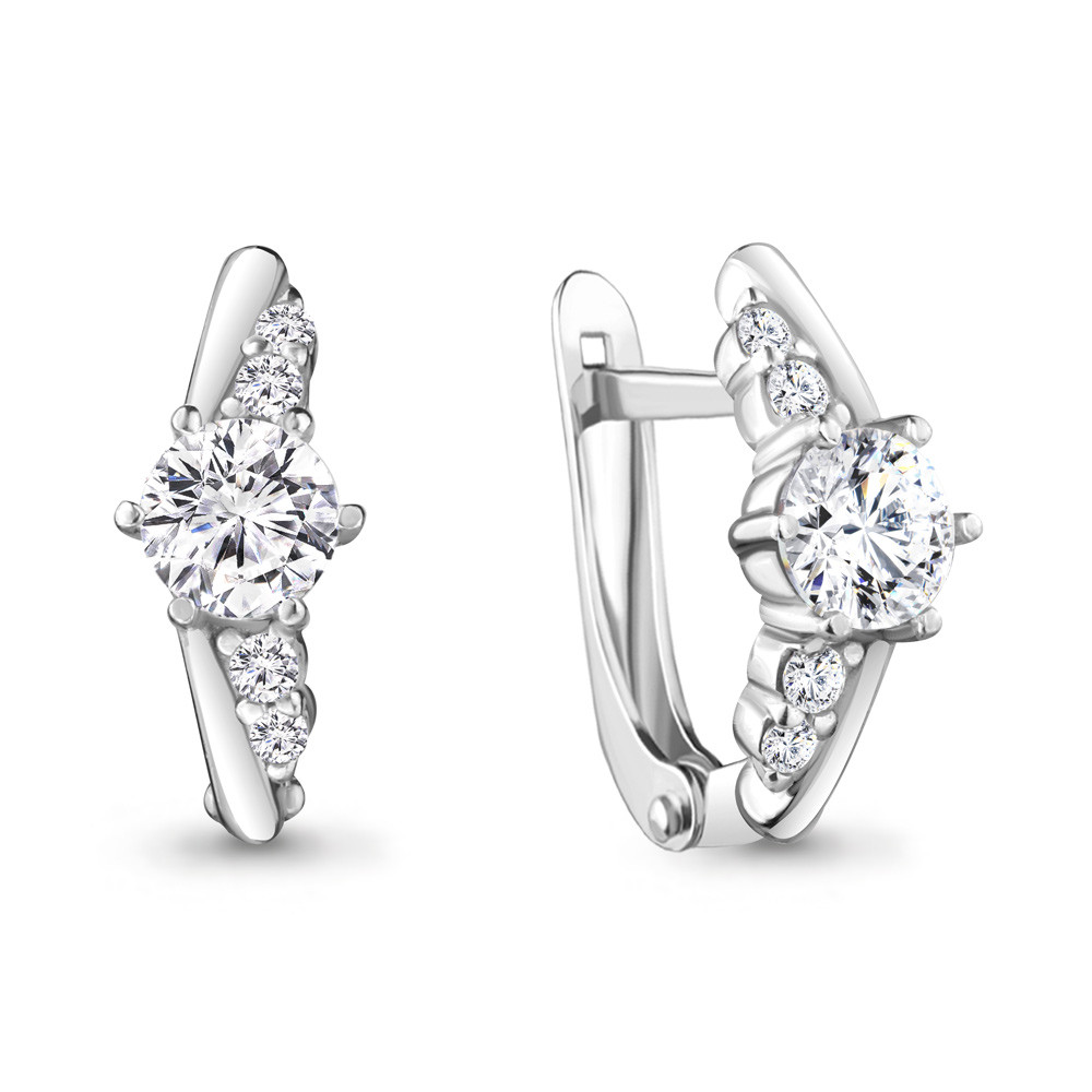 Серьги классические Aquamarine 48779А.5 покрыто родием