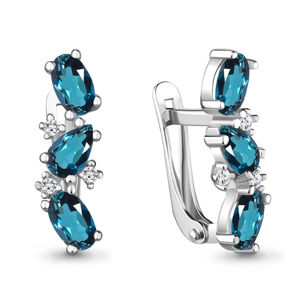 Серьги AQUAMARINE серебро с родием 4429908А.5