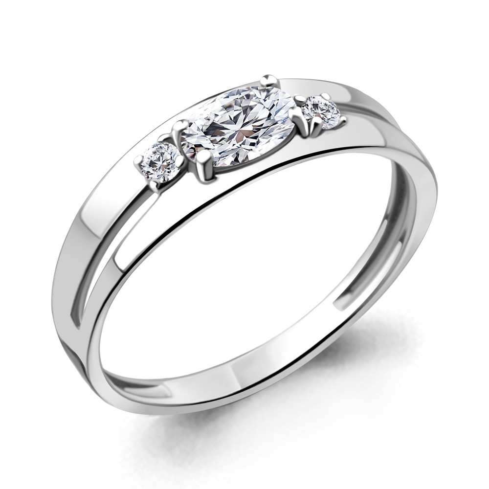 Серебряное кольцо Фианит Aquamarine 68925А.5 серебро с родием