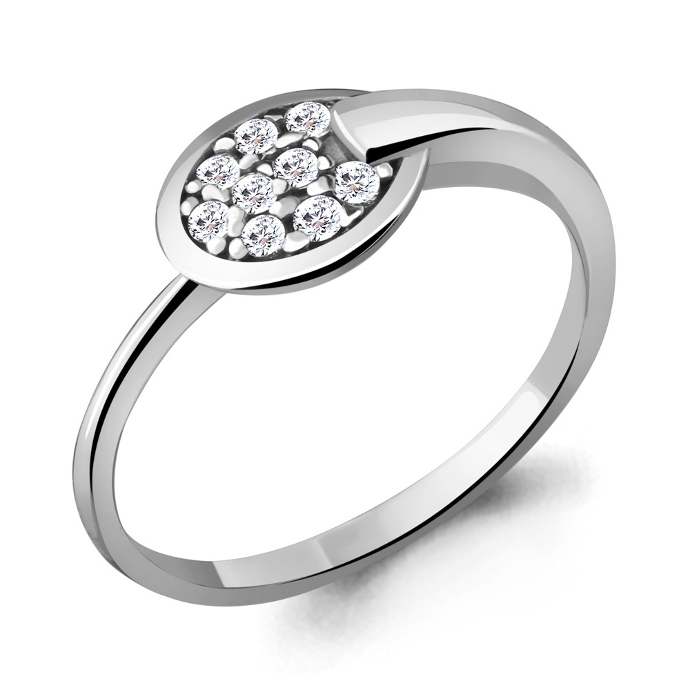 Кольцо AQUAMARINE серебро с родием, фианит, геометрия 68749А.5 размеры - 17,5