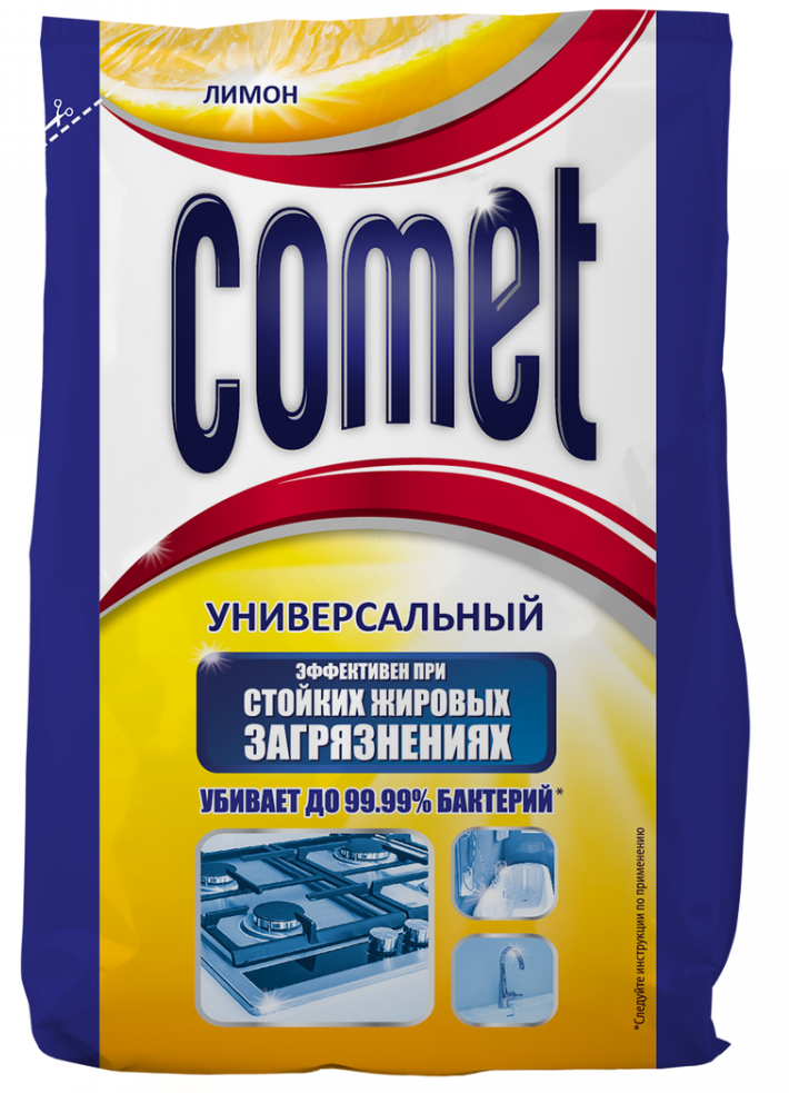 Чистящий порошок универсальный Comet "Лимон" 350 гр, в мягкой упаковке