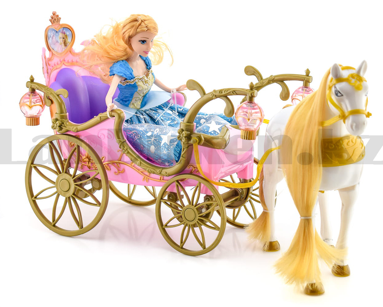 Игровой набор для девочек "Кукла Барби с запряженной каретой и белой лошадкой" световой и музыкальный эффект - фото 7 - id-p83418323