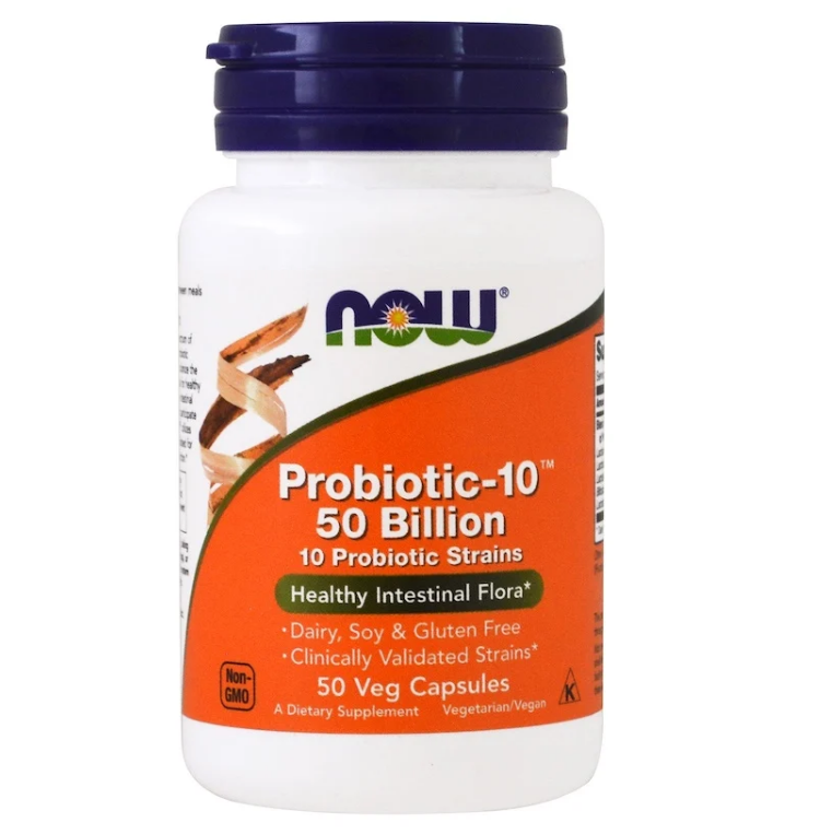 Now Foods, Probiotic-10, 50 млрд, 50 растительных капсул - фото 1 - id-p83422508