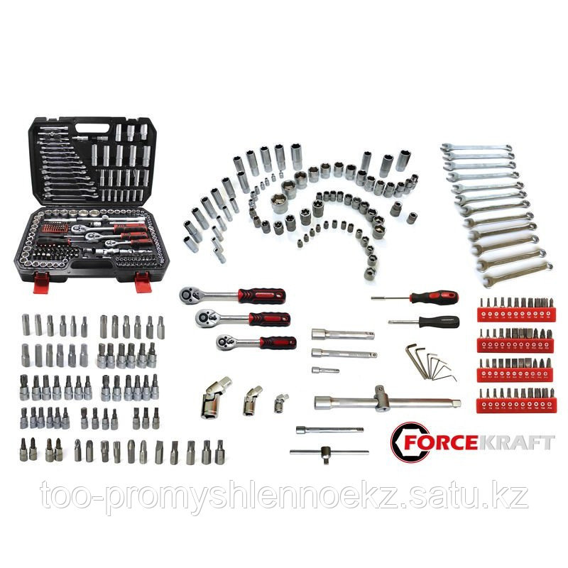 FK-38841 Forcekraft Набор инструментов 216 предметов 1/4''3/8''1/2''(6гр.)(4-32мм) FORCEKRAFT FK-38841