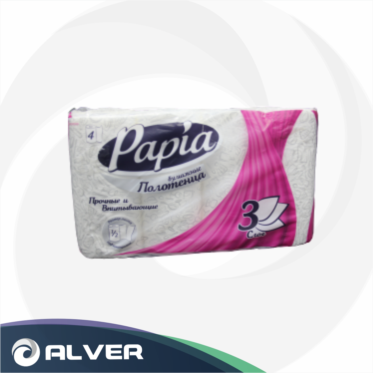 Полотенце бумажное Papia 3 слоя 4 рул