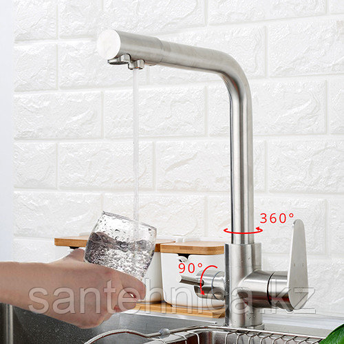 Смеситель для кухни с питьевым каналом Frap F4348 нержавеющая сталь - фото 7 - id-p83443466