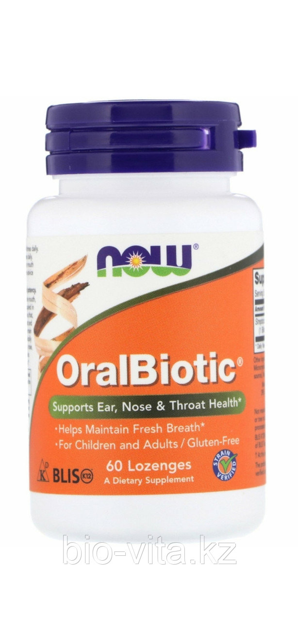 OralBiotic, Оралбиотик для профилактики и лечения ангины. 60 таблеток. Now foods