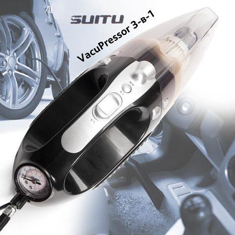 Пылесос-компрессор-насос автомобильный с фонариком и манометром SUITU VacuPressor 3-в-1 - фото 1 - id-p83426820