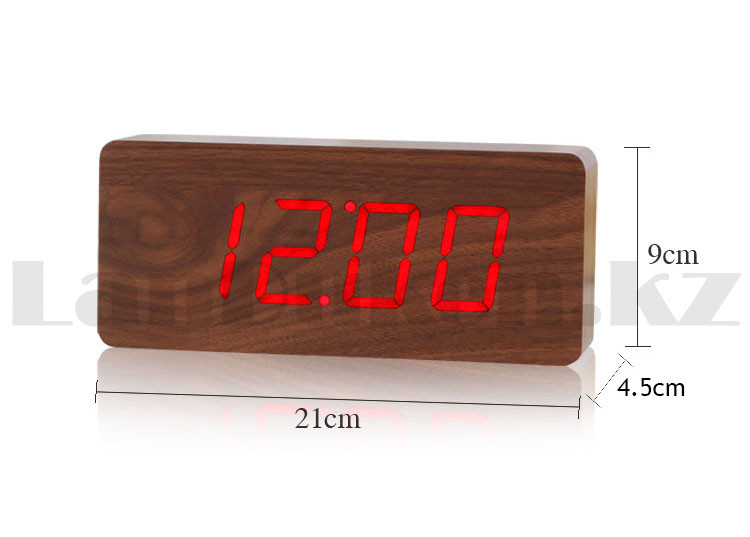 Настольные цифровые часы с будильником от сети и электрические с календарем под дерево 1292R в ассортименте - фото 3 - id-p83464591
