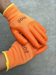 Перчатки #300 оранжевый c латексным покрытием