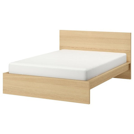Кровать каркас 2 ящика МАЛЬМ дубовый шпон Леирсунд 160x200 см ИКЕА, IKEA, фото 2