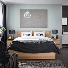 Кровать каркас 2 ящика МАЛЬМ дубовый шпон Леирсунд 160x200 см ИКЕА, IKEA, фото 2