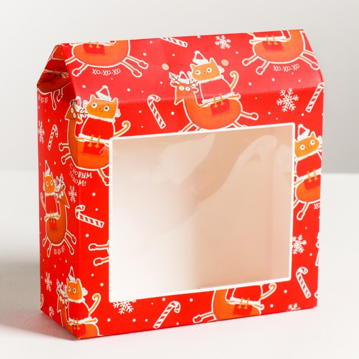Складная коробка «Спешу к тебе с подарками», 15 × 17 × 6 см, вместимость - 700 гр. - фото 1 - id-p83490003