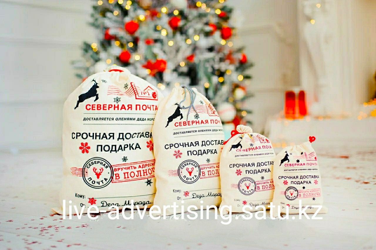Новогодние подарочные мешки с логотипом Эко Сумки №1 - фото 1 - id-p83519860