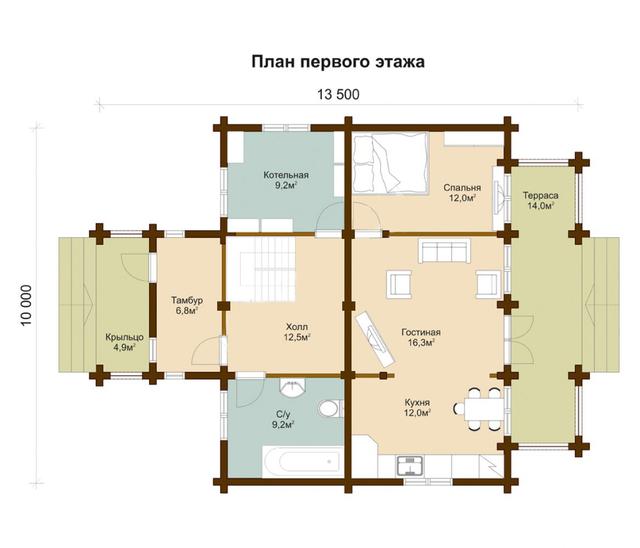 Проект и строительство дома из профилированного бруса, план двухэтажного дома и строительство под ключ, проектирование и строительство деревянных домов.