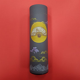 Термос с журавлями в японской стилистике (серый)