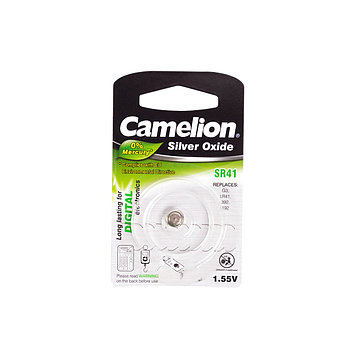 Батарейка CAMELION, SR41-BP1(0%Hg) , Silver Oxide, 1.55V, 0% Ртути, 1 шт., Блистер