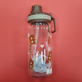 Бутылочка с трубочкой мишки (коричневая)