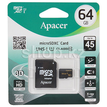 Карта памяти microSD Apacer AP64GMCSX10U1-R 64GB