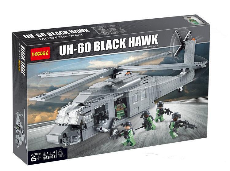Jisi Bricks 2114 Конструктор Военный вертолёт Чёрный ястреб, 562 дет. (Аналог LEGO)
