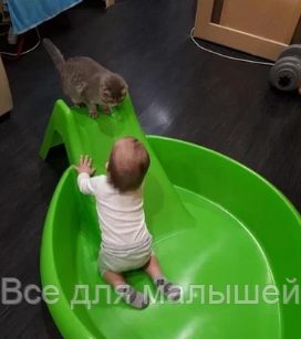 Сухой бассейн (песочница) с горкой зеленый