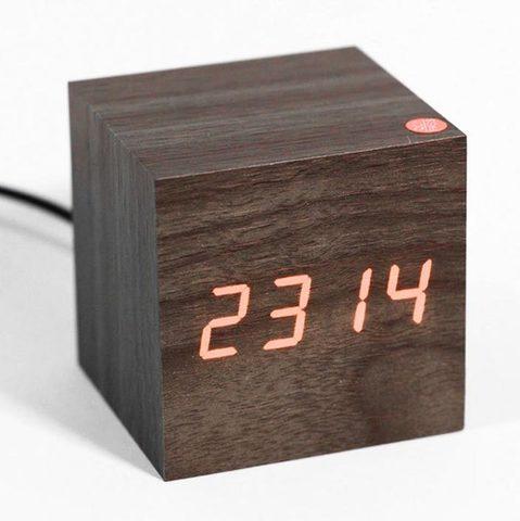 Часы электронные «деревянные» с термометром LED Wooden CUBE (Черный с красной подсветкой) - фото 7 - id-p83582915