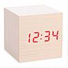 Часы электронные «деревянные» с термометром LED Wooden CUBE (Коричневый с красной подсветкой), фото 4