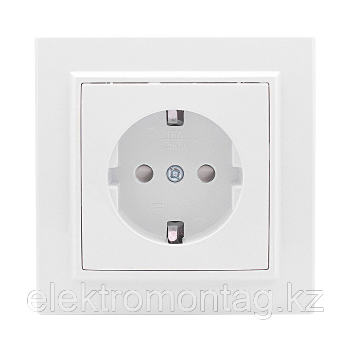 Розетка Минск 1-жергілікті БК жерге тұйықталуы 16А ақ с общ. перде. EKF Basic