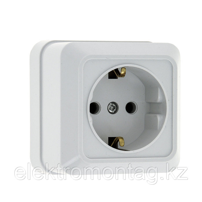Рим 1-орынды 16А розеткасы жерге тұйықталған ақ EKF, фото 1