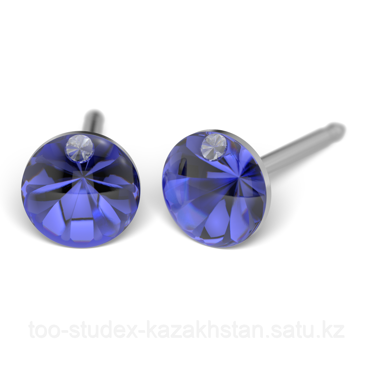 Серьги для прокола STUDEX System75 Синий кристалл с цирконом - фото 1 - id-p70966019