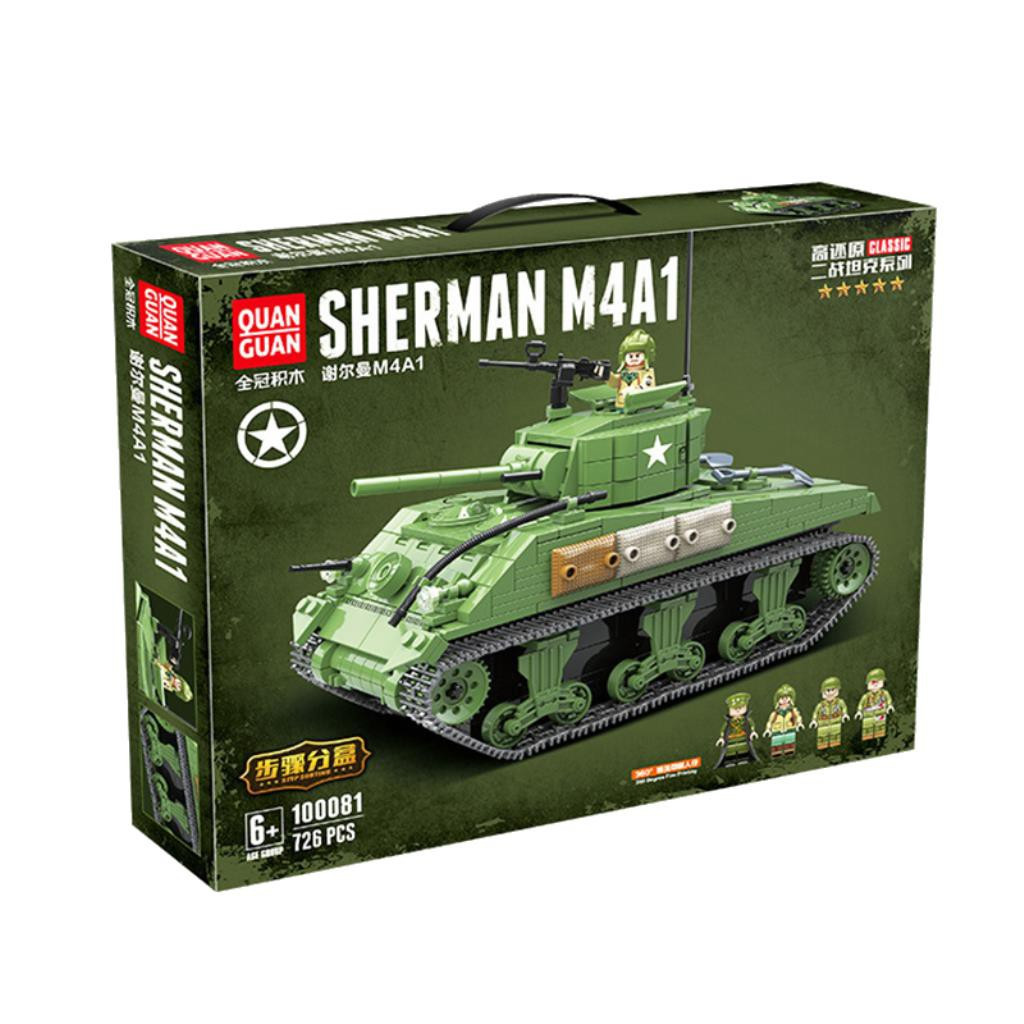 Конструктор 100081 Американский Танк М4А1 "Шерман", 726 дет. (Аналог LEGO)