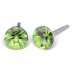 Серьги для прокола STUDEX System75 Зеленый кристалл с цирконом