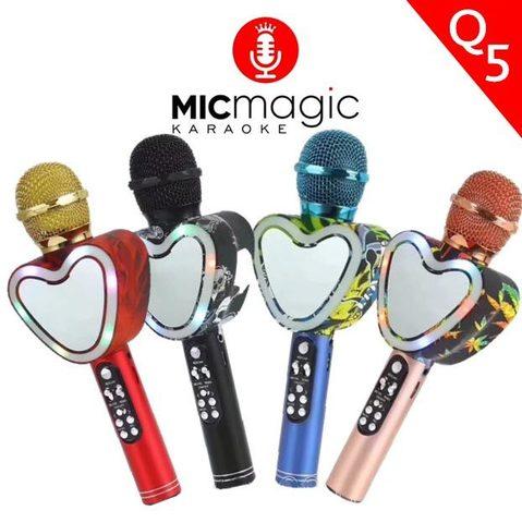 Караоке-микрофон беспроводной Micmagic Q5 с функцией записи голоса и цветомузыкой (Черный) - фото 2 - id-p83616035