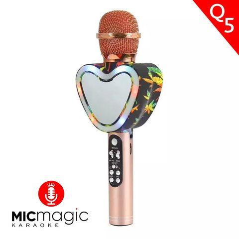 Караоке-микрофон беспроводной Micmagic Q5 с функцией записи голоса и цветомузыкой (Золотой) - фото 1 - id-p83616037
