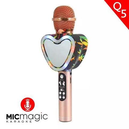 Караоке-микрофон беспроводной Micmagic Q5 с функцией записи голоса и цветомузыкой (Золотой), фото 2