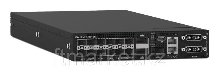 Коммутатор Dell EMC Switch S4112F, 12 x 10GbE SFP+, 3 x 100GbE QSFP28, IO to FAN, 2 x AC PSU, OS10