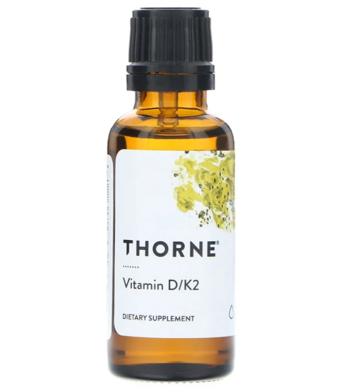 Thorne Research, витамины D и K2, 25 мкг (1000 МЕ), 30 мл (1 жидк. унция)
