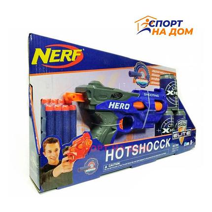 Бластер пистолет (аналог NERF) с мягкими пулями цвета(синий,красный), фото 1
