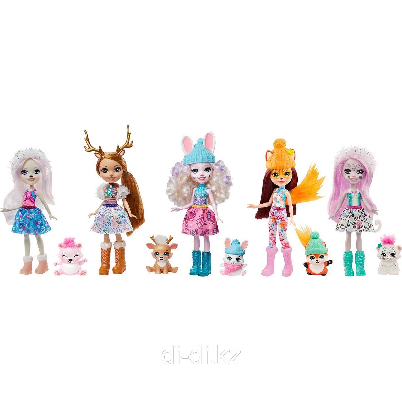 Набор игровой Enchantimals Снежный день с друзьями 5 кукол+питомцы